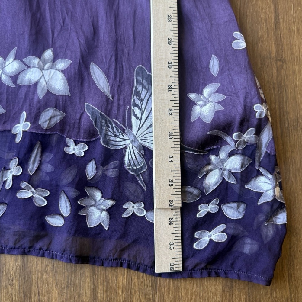 Vtg Y2K Purple Slip Dress Small Mini Sheer Butterfly Ethereal Moody Floral Fairy - Picture 12 of 12